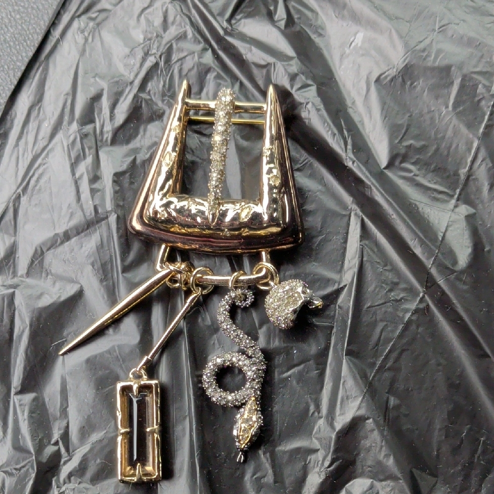 NEW Alexis Bittar Gold and Silver Snake Brooch